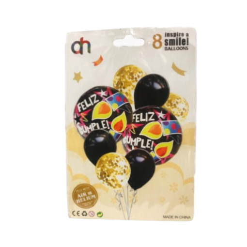 Set Globos Feliz Cumple 8 pcs - Imagen 2